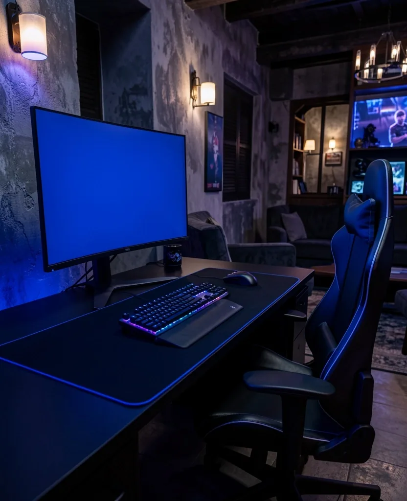 Interior del club de computación Xalmera con estaciones de trabajo profesionales